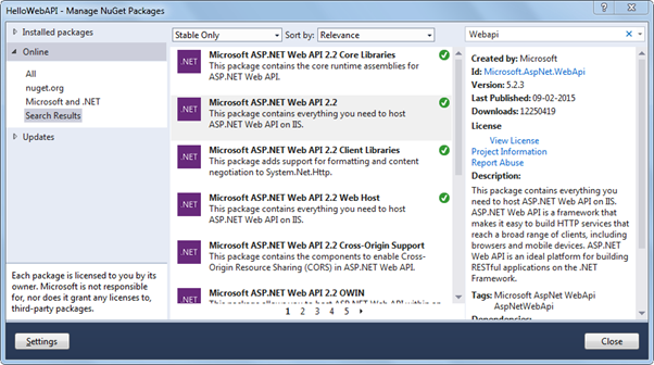 webapi packages